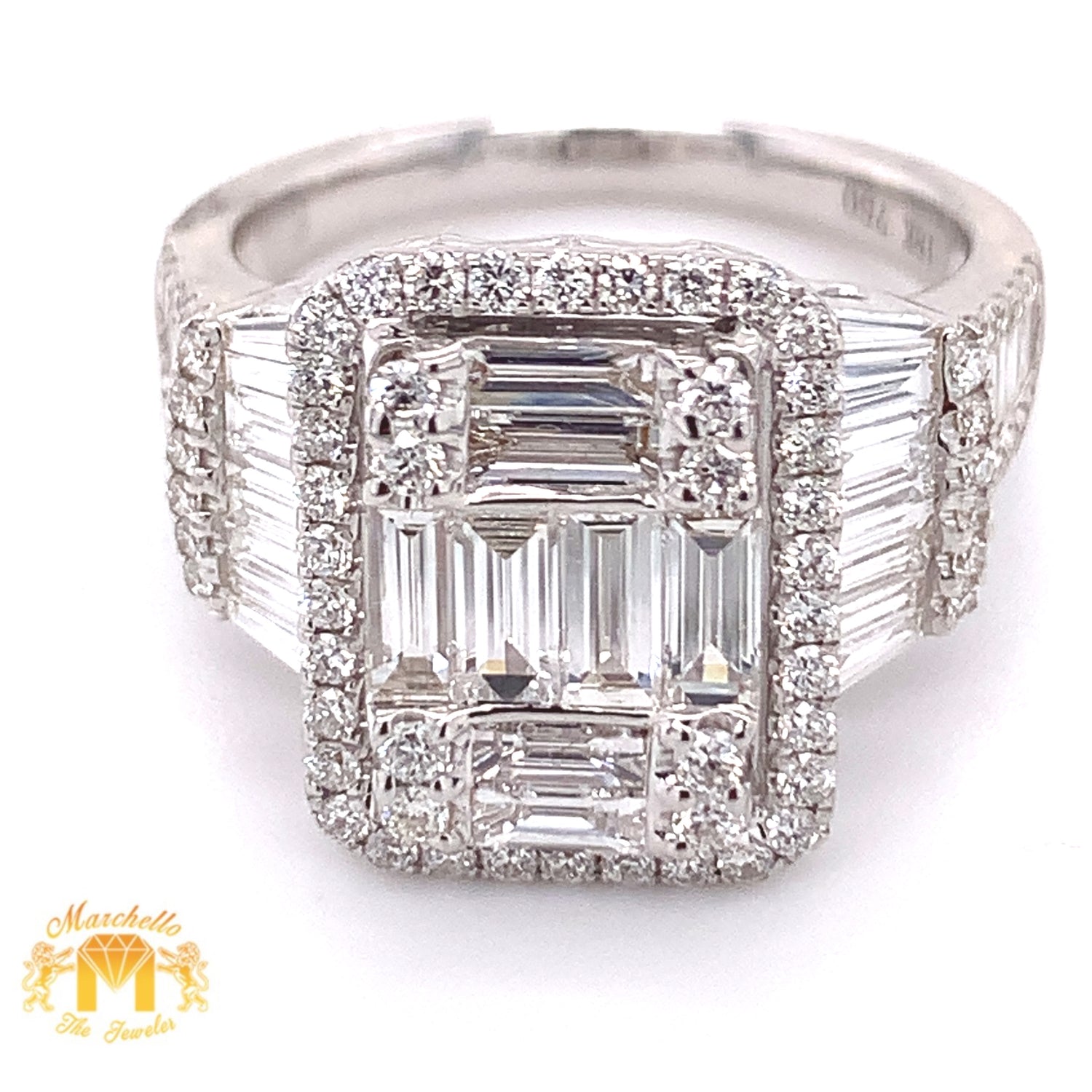 18k White Gold XL Love Ring with  Baguette and Round diamonds (jumbo VVS baguettes)