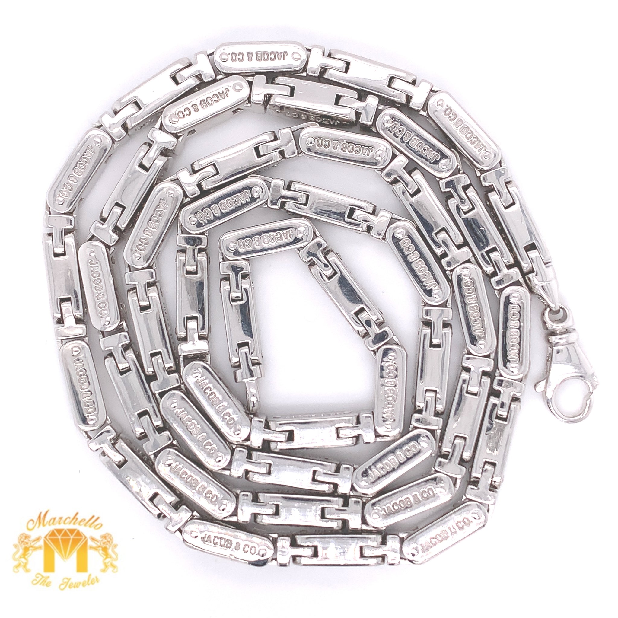 18k White Gold Jacob Co. Solid Chain MTJ