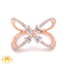 Load image into Gallery viewer, Pear-shaped and Round  Diamond and 18k Gold Criss Cross Cocktail Ring