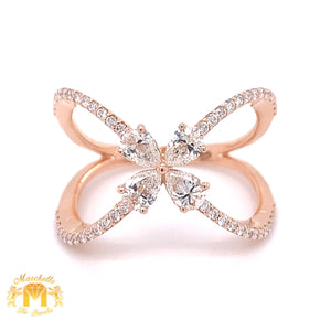 Pear-shaped and Round  Diamond and 18k Gold Criss Cross Cocktail Ring