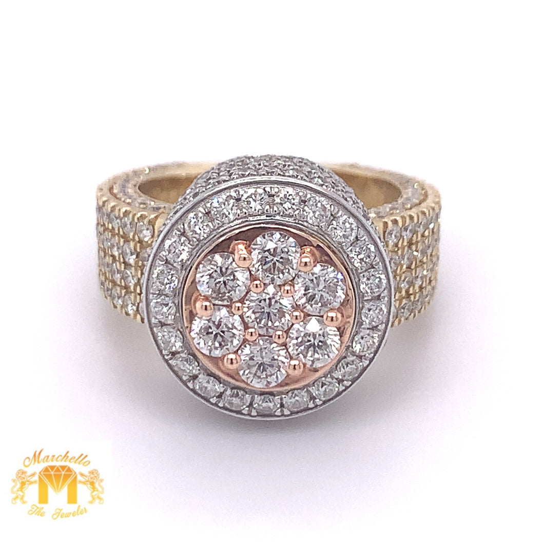 4.11ct Diamond and 14k Gold Cake Ring (tri-color)