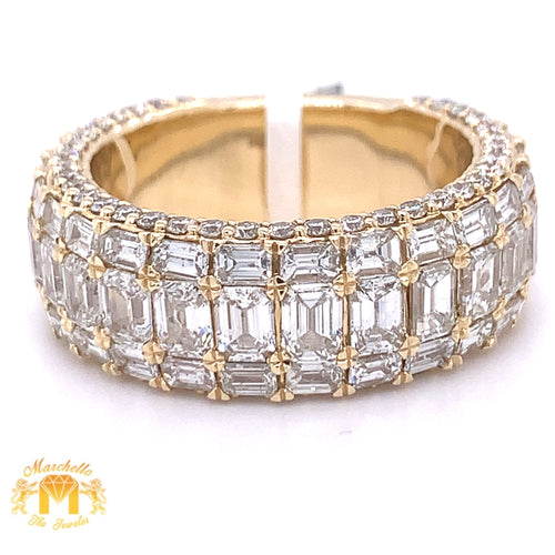 7.47ct Emerald-cut/Round Diamond and 14k Gold Wedding Band (solid back)