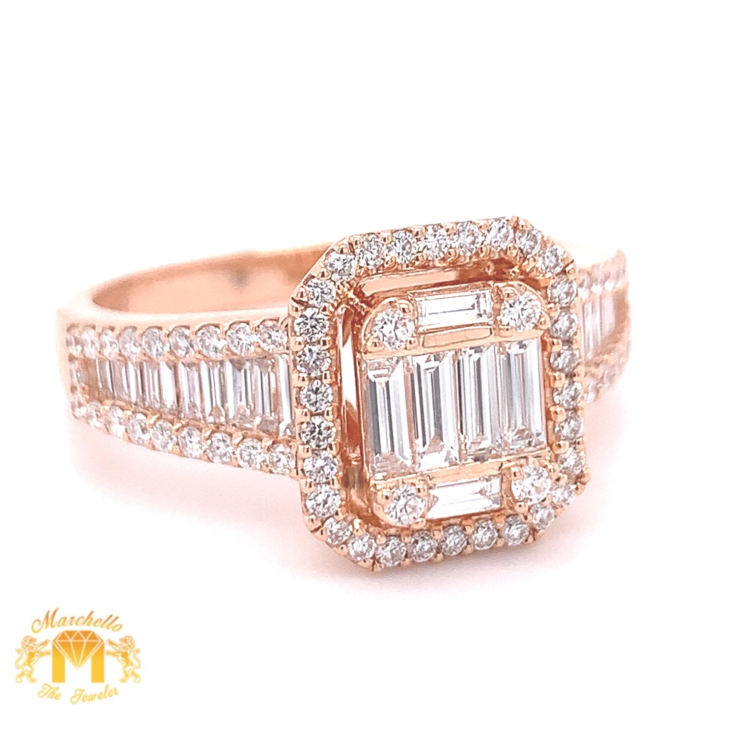 18k Gold Love Ring with Baguette Diamond (jumbo baguettes)