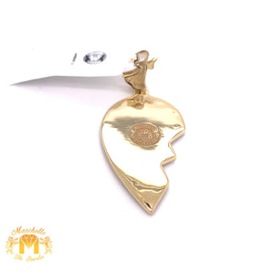 Diamonds and 14k Gold Custom Memory Picture Pendant & Gold Chain Set (broken heart shaped)