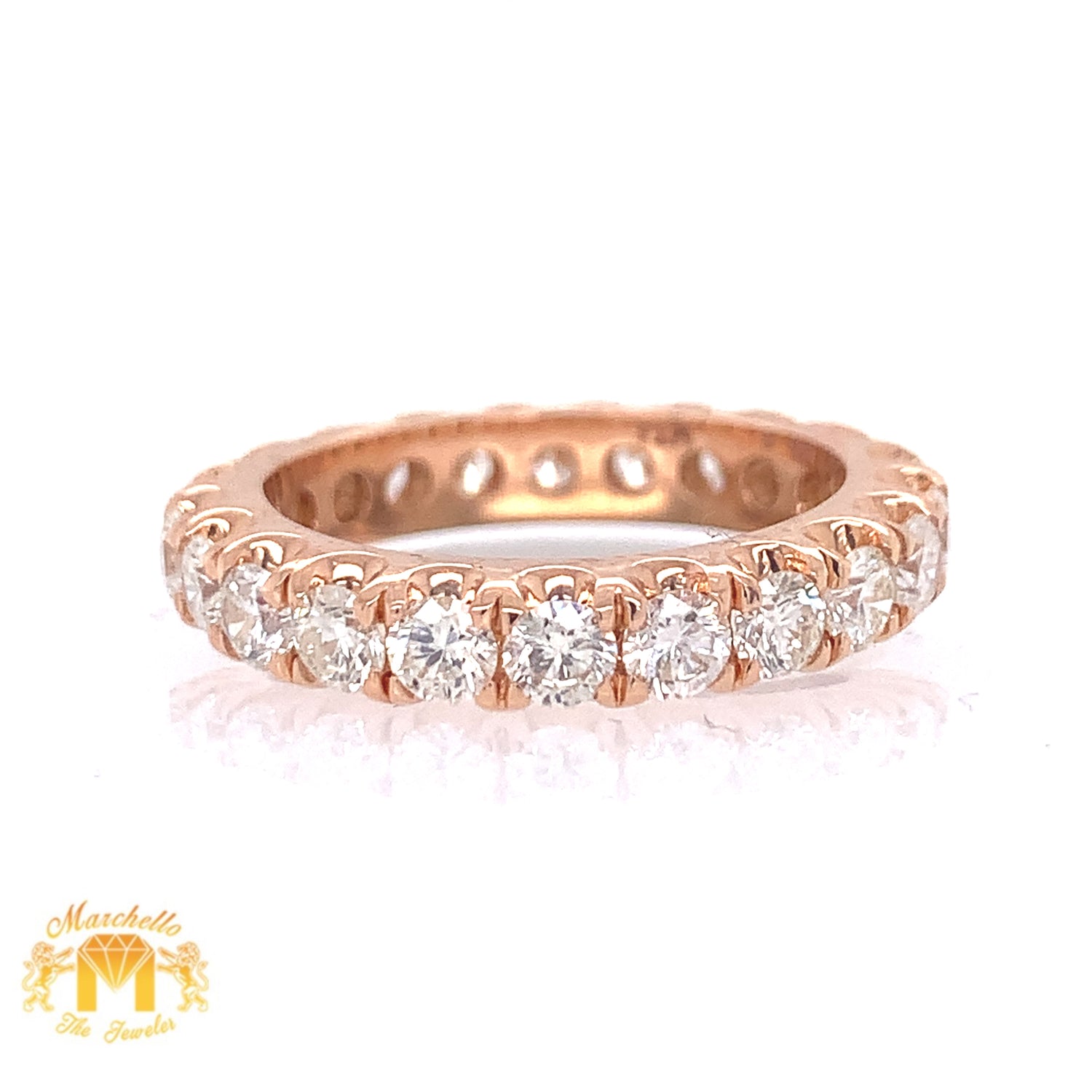 Large 2.24ct Round Diamond 18k Gold Ladies' Stackable Eternity Band  (single row)