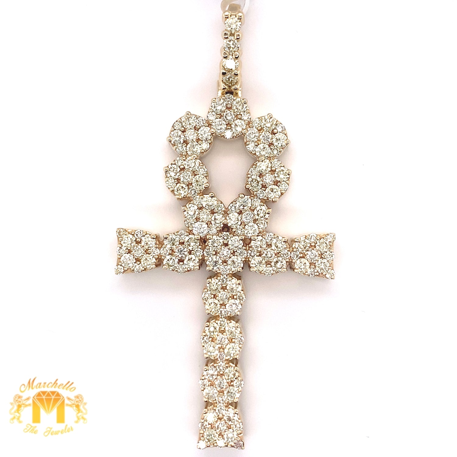 7ct Diamond and 14k Gold XXL Ankh Pendant
