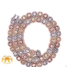Load image into Gallery viewer, 14k Gold Fancy Chain with Baguette &amp; Round Diamond (square links)