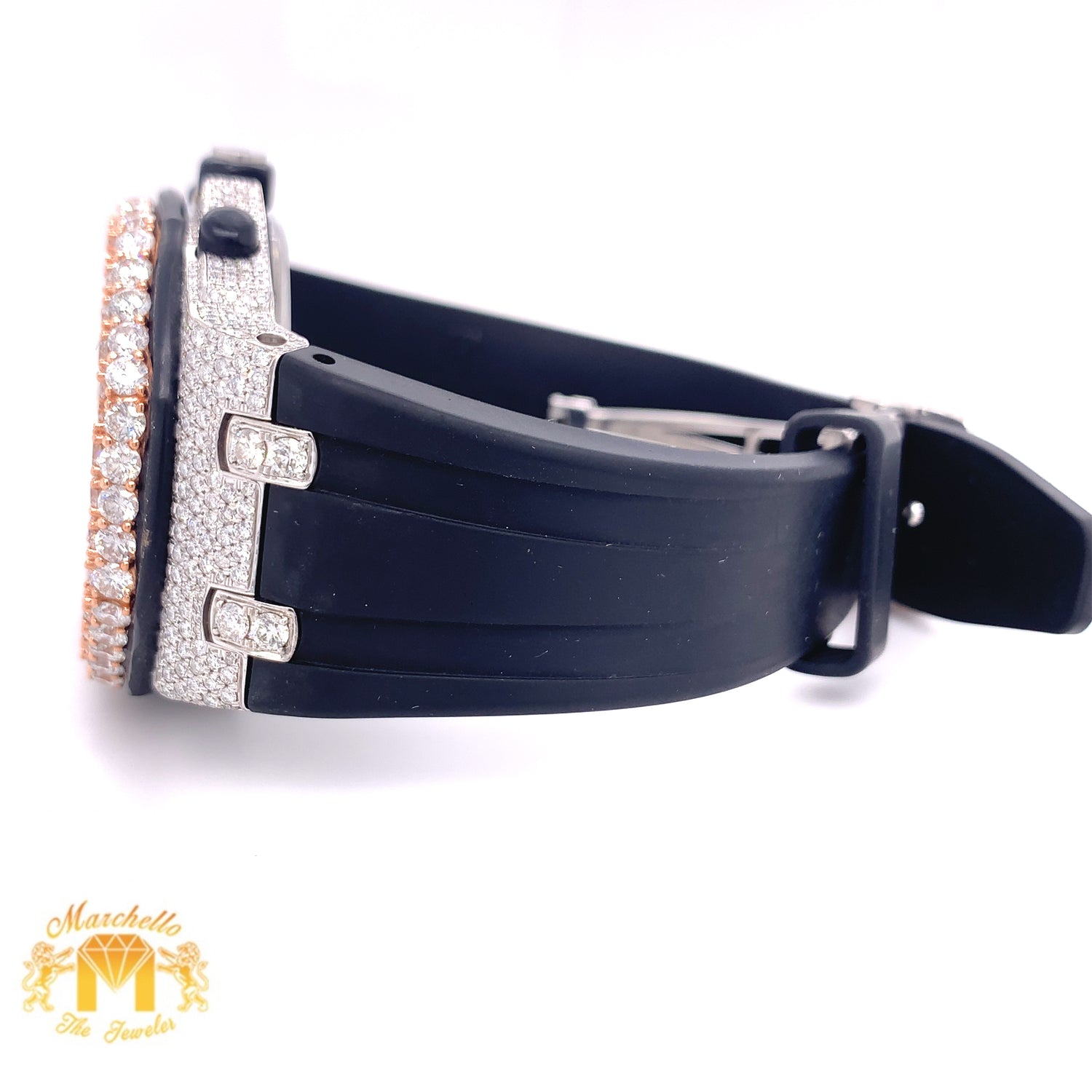 Iced Out Audemars Piguet  AP Diamond Watch and 1ct Diamond Earrings (42 mm, rubber band)