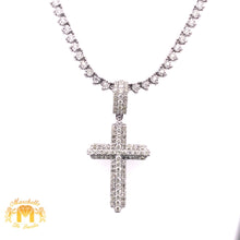 Load image into Gallery viewer, Gold and Diamond Tennis Chain and 14k Gold and Diamond Cross Pendant Set (1 pointers)
