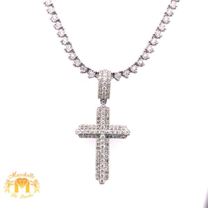Gold and Diamond Tennis Chain and 14k Gold and Diamond Cross Pendant Set (1 pointers)