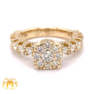 Yellow Gold and Diamond Ladies' Cluster Ring (Side Diamonds)