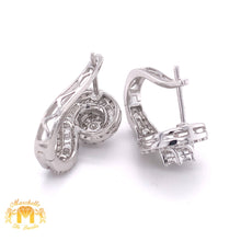 Load image into Gallery viewer, White Gold and Diamond Ladies&#39; Earrings with natural Baguette &amp; Round Diamond(French lock)