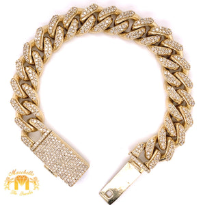 6.88ct Round Diamond and 14k Gold Solid Miami Cuban Bracelet (12.5 mm, prong setting)