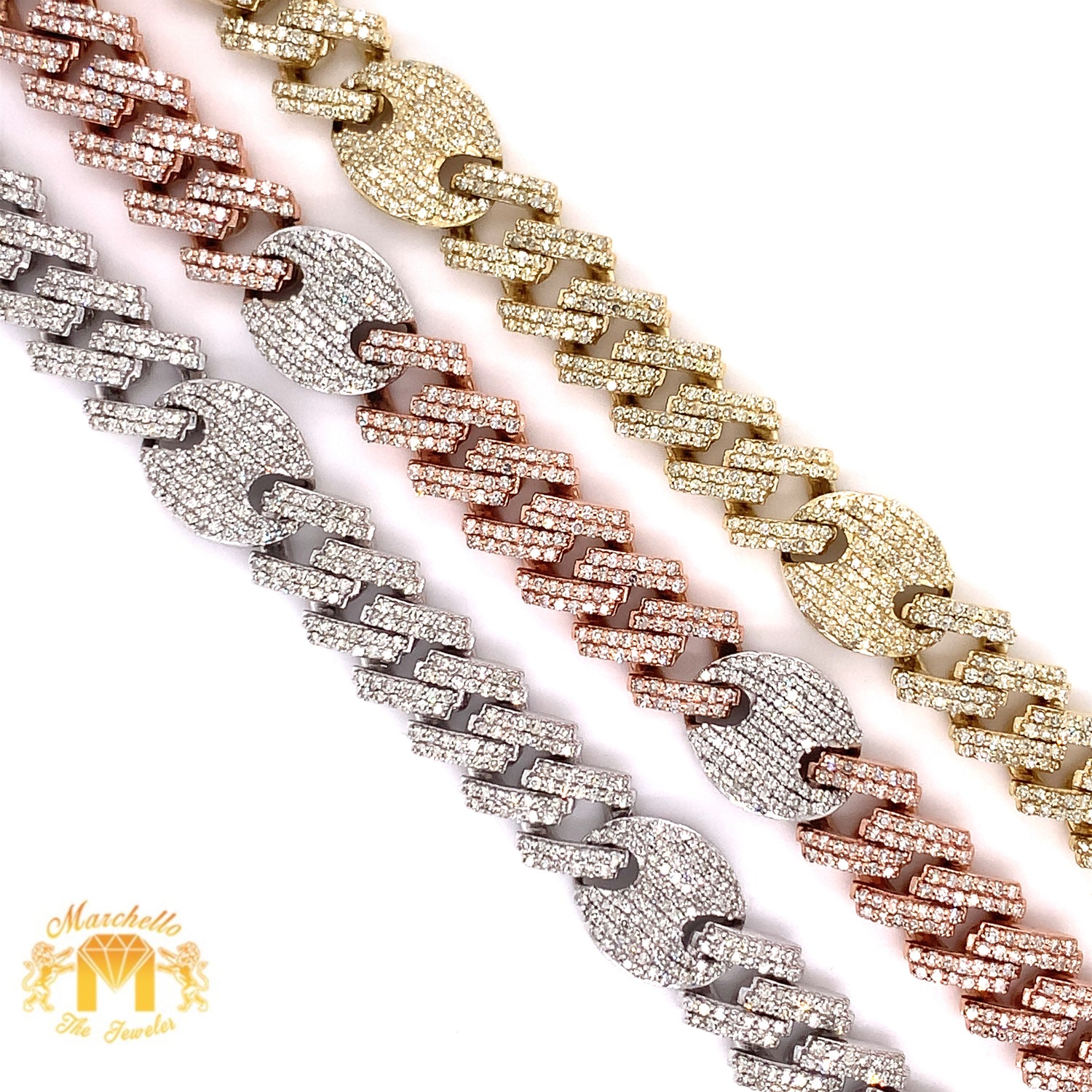 4.75ct Round Diamond and 10k Gold Hybrid Cuban Bracelet (prong setting)
