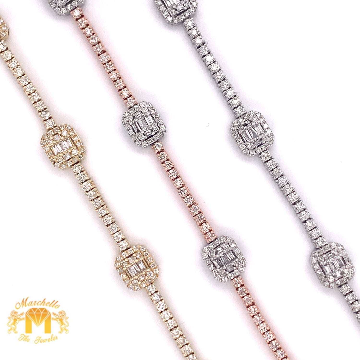 14k Gold Fancy Ladies’ Bracelet with Round and Baguette Diamond