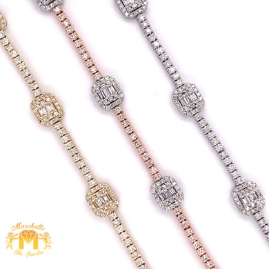 14k Gold Fancy Ladies’ Bracelet with Round and Baguette Diamond