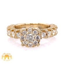 Load image into Gallery viewer, Yellow Gold and Diamond Ladies&#39; Cluster Ring (Side Diamonds)