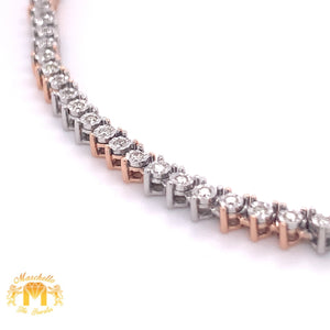 14k Gold Tennis Chain with Round Diamond (martini setting, 1 pointers)