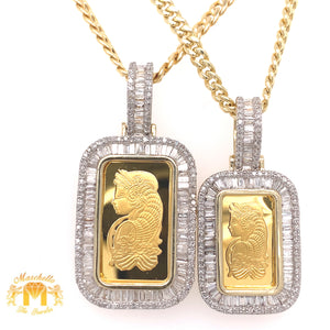 Gold and Diamond His and Hers Pamp Pendants with  Round Diamond & Gold Chains Set
