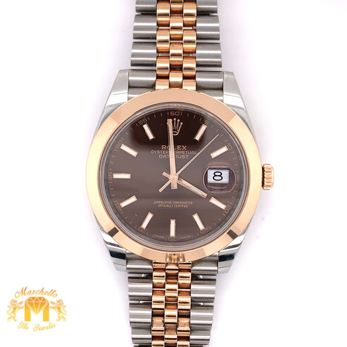 41mm Rolex Datejust 2 Watch with Two-tone Rose Gold Jubilee Band (smooth bezel)