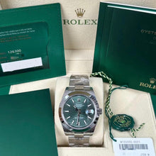 Load image into Gallery viewer, 41mm Rolex Datejust Watch with Stainless Steel Oyster Bracelet (2022 Green Motif Dial, Rolex papers)