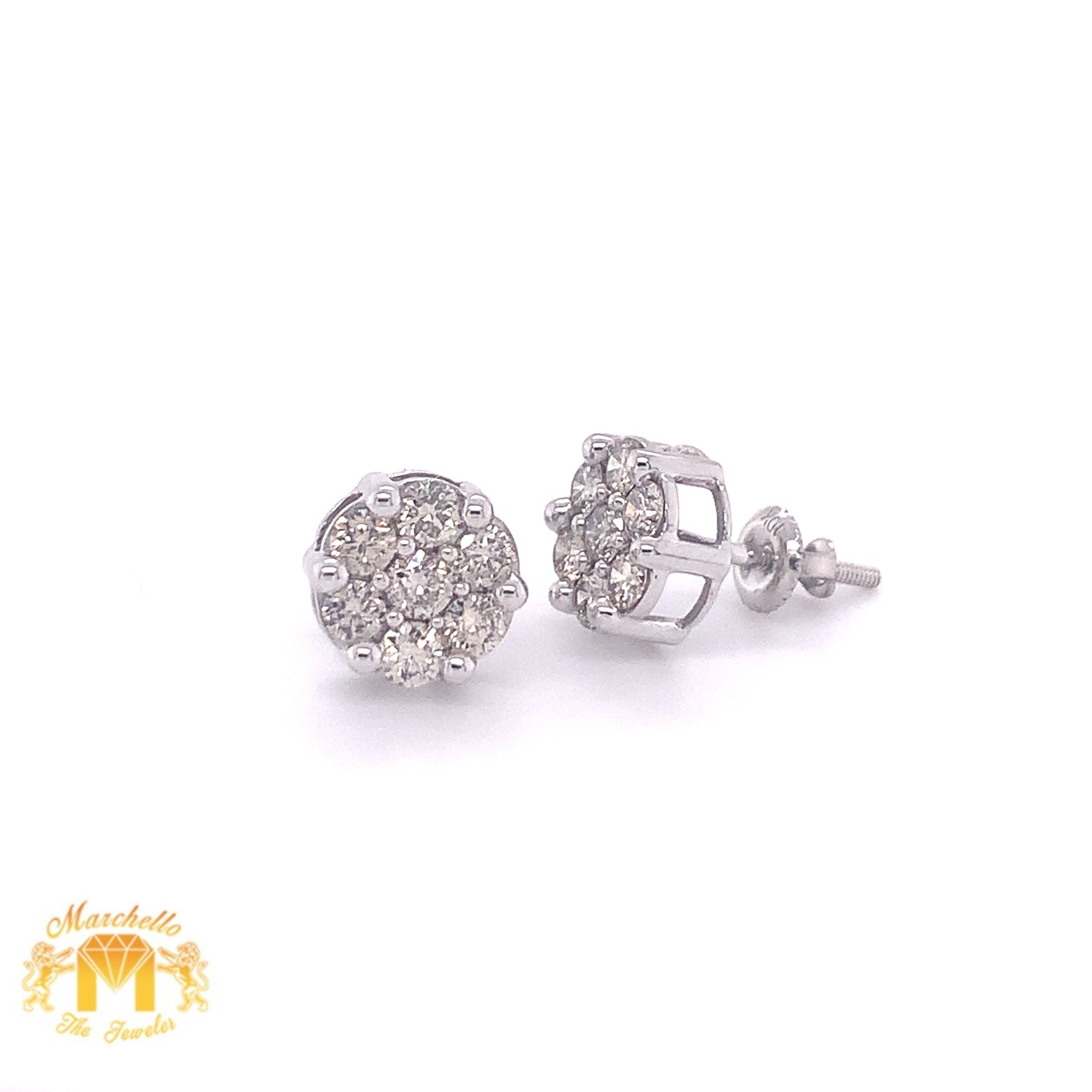 Gold and Diamond Flower Earrings