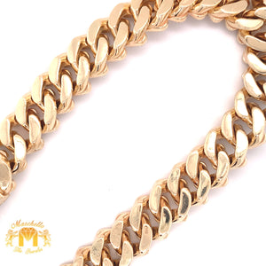 Gold and Diamond 15MM Cuban Chain with baguette & round diamonds(prong set, box clasp)