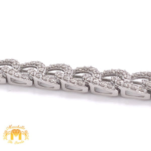 5ct Round Diamond and White Gold Ladies’ Fancy Oval Cuban Link Bracelet