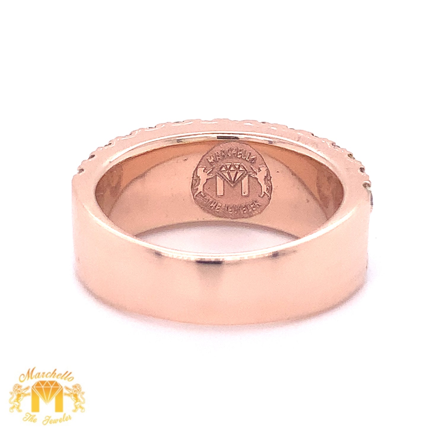 14k Gold Band with Round Diamond (3 row, channel set, solid back)