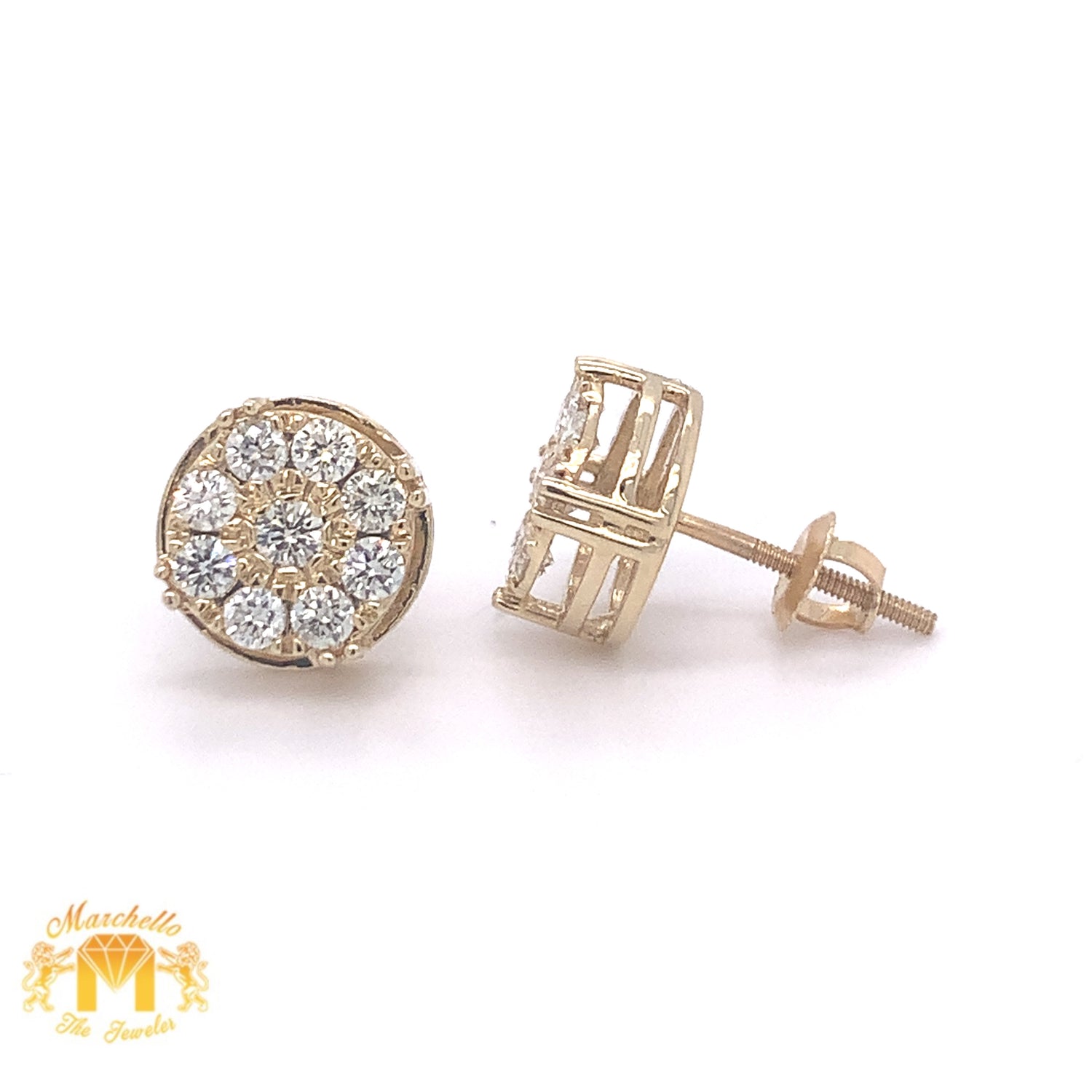 Diamonds and 14k Gold Cake Earrings