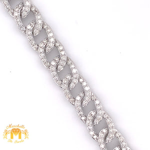 5ct Round Diamond and White Gold Ladies’ Fancy Oval Cuban Link Bracelet