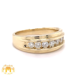 Diamond and 14k Gold Men's Wedding Band  (channel-set, single row, solid back)