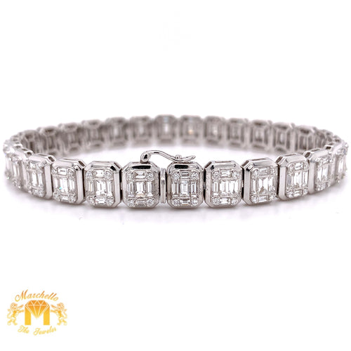 5.92ct Baguette & Round Diamond 18k White Gold Bracelet (VVS baguettes, unisex)