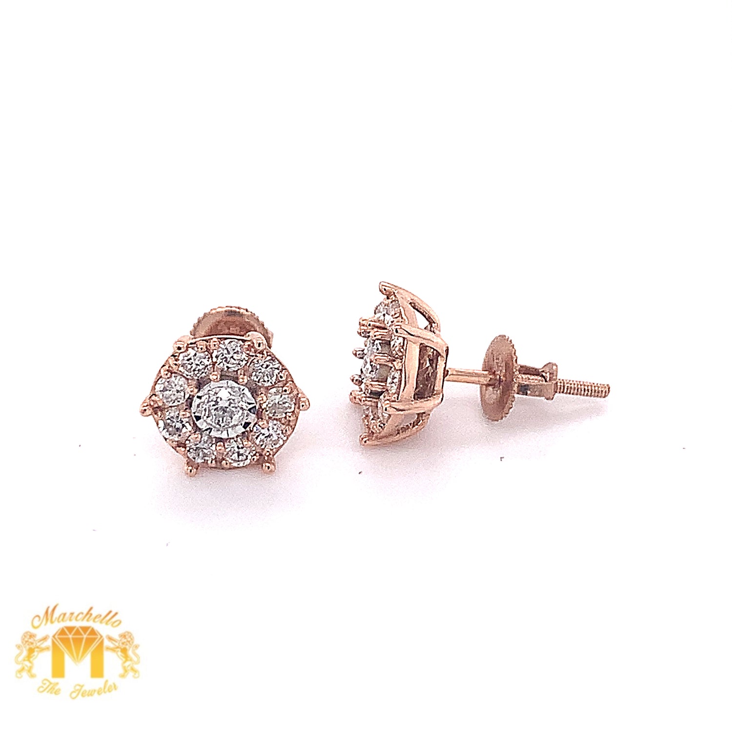14k Gold Round Diamond Earrings