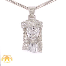 Load image into Gallery viewer, 14k Gold Jesus Head Diamond Pendant and 14k Gold Cuban Chain Set (solid back)