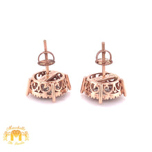 Load image into Gallery viewer, 14k Gold 3D Halo Earrings with Round Diamond (solitaire center)