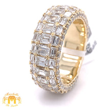 Load image into Gallery viewer, 7.47ct Emerald-cut/Round Diamond and 14k Gold Wedding Band (solid back)