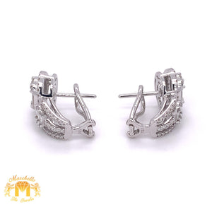 18k White Gold Ladies' Clip-on Earrings with Baguette & Round Diamond