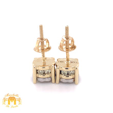 Load image into Gallery viewer, 14k Gold Stud Earrings with Round Solitaire Diamond (side diamonds)