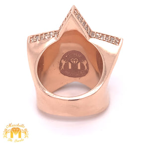 14k Gold Star Ring with Round Diamond (3D, solid back)