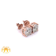 Load image into Gallery viewer, 14k Gold Stud Earrings with Round Solitaire Diamond (side diamonds)