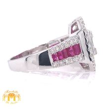 Load image into Gallery viewer, Natural Ruby 14k White Gold Love Ring with Baguette Diamond