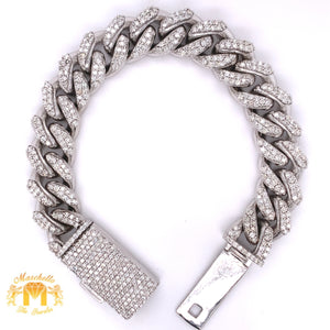 6.88ct Round Diamond and 14k Gold Solid Miami Cuban Bracelet (12.5 mm, prong setting)