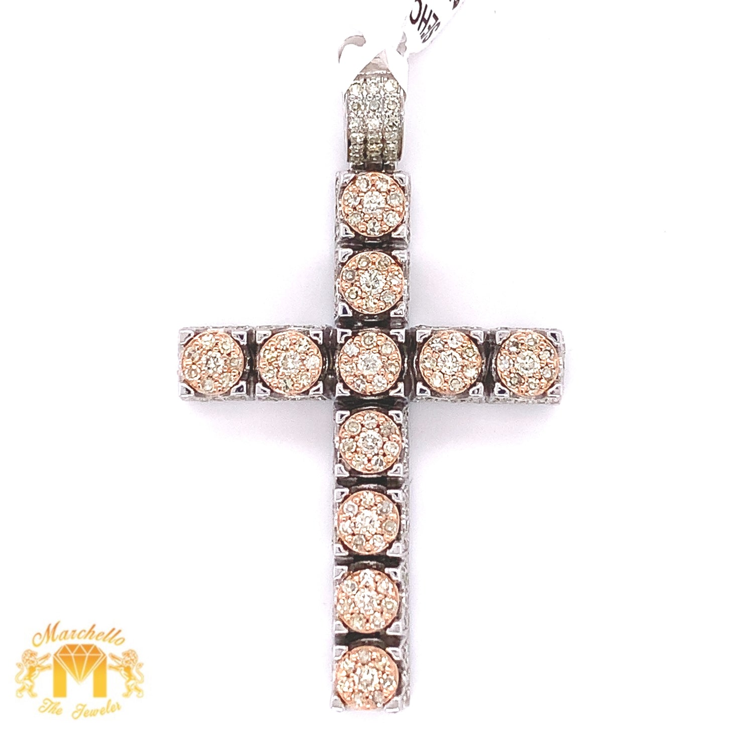 14k Gold High-rise Cross Diamond Pendant (Solid Back)