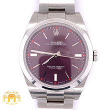 Load image into Gallery viewer, 39mm Rolex Oyster Perpetual Watch with Stainless Steel Band (purple dial, papers)