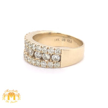 Load image into Gallery viewer, 14k Gold Band with Round Diamond (3 row, channel set, solid back)