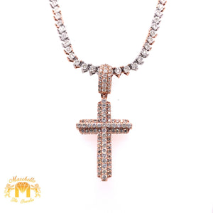 Gold and Diamond Tennis Chain and 14k Gold and Diamond Cross Pendant Set (1 pointers)