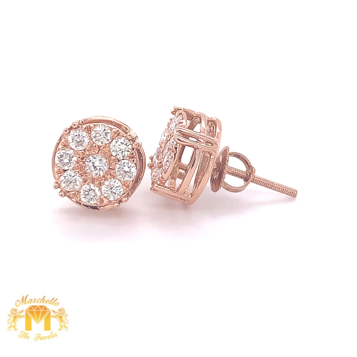 Diamonds and 14k Gold Cake Earrings