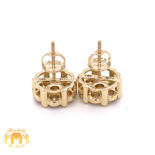 Load image into Gallery viewer, 14k Gold Flower Style Earrings with Clean Round Diamond