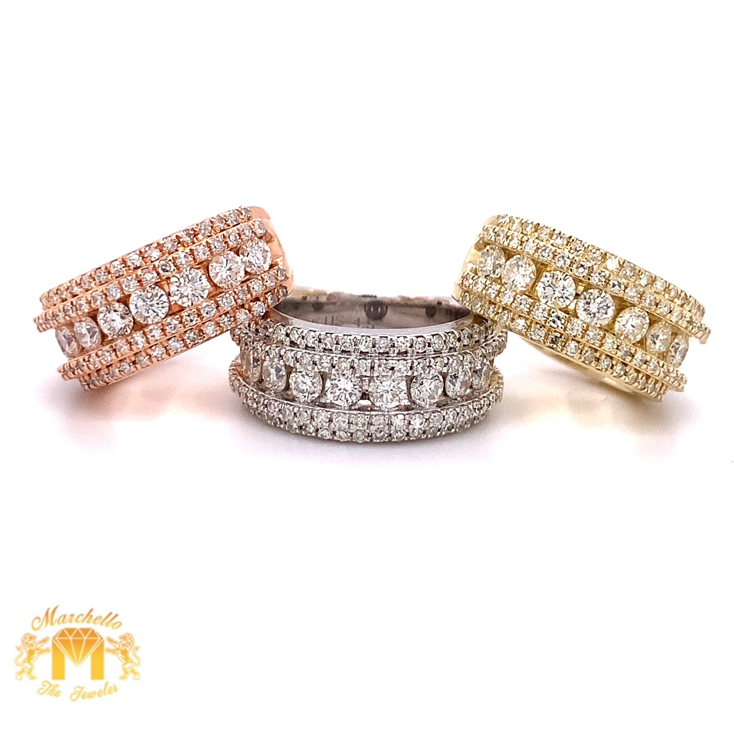 14k Gold Wedding Diamond Band  (channel & pave setting, solid back)